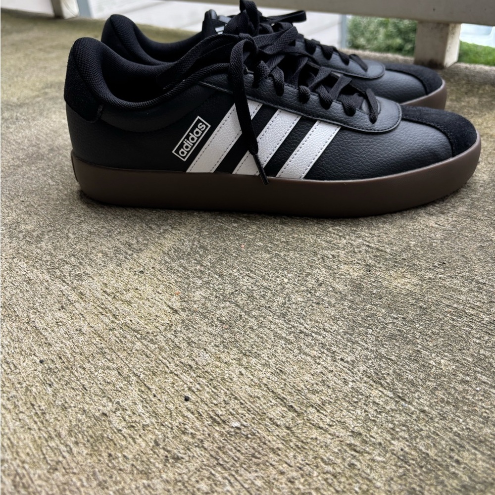 Adidas Men's Black Sneakers with White Stripes